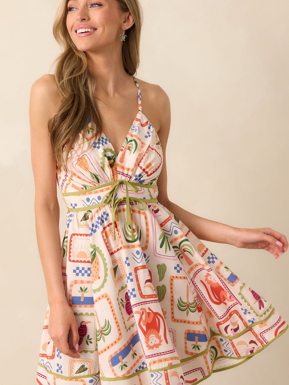 KLD SLEEVELESS MULTI COLORED PRINTED MINI DRESS